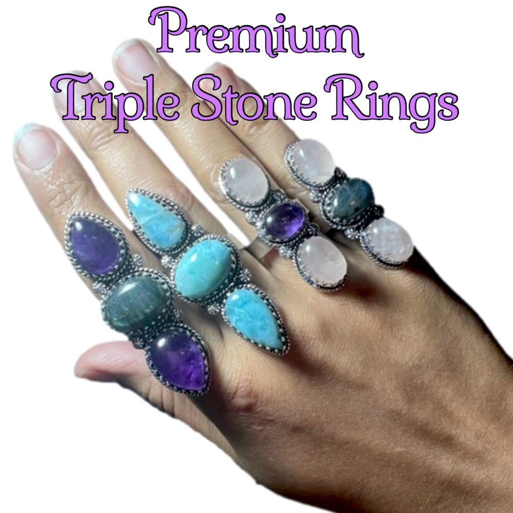 #0140 AUCTION Listing - Premium Triple 925 Gemstone Rings !